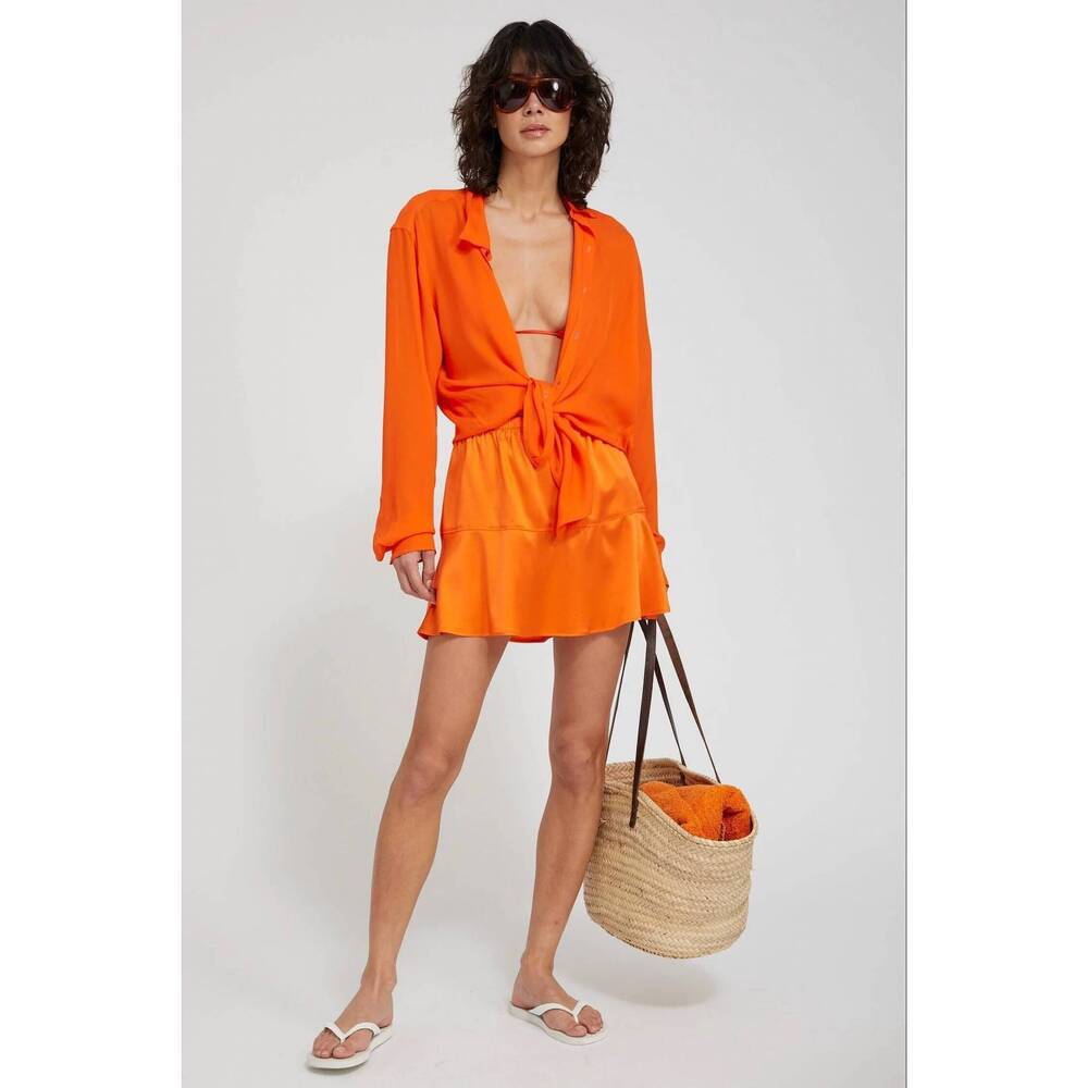 NEW SPRWMN mary jane silk mini skirt in orange